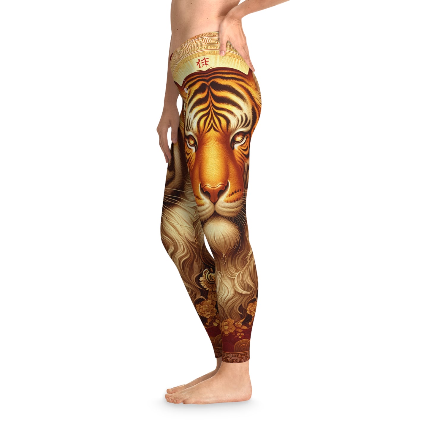 "Golden Majesty: Ascension of the Lunar Tiger" - Unisex Tights