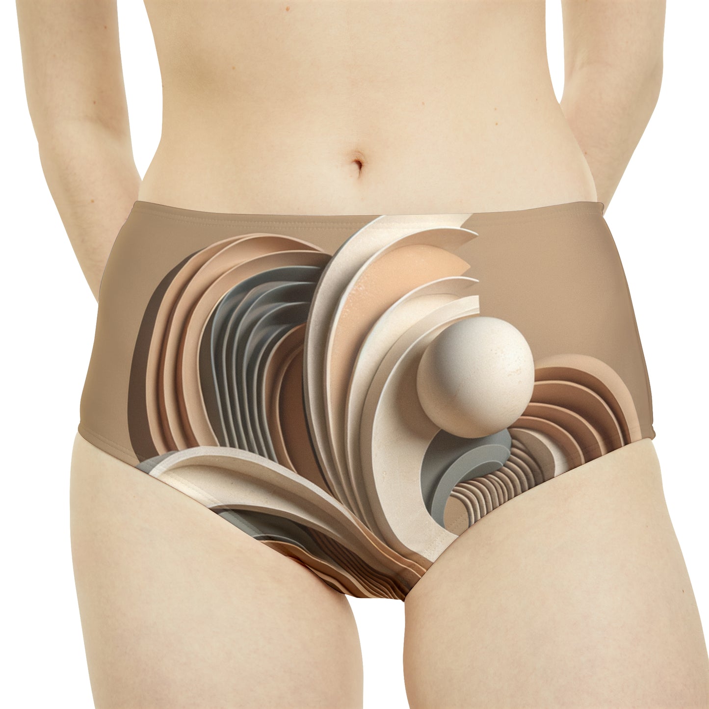 "Hepworth Hues: An Earth Tone Symphony" - High Waisted Bikini Bottom