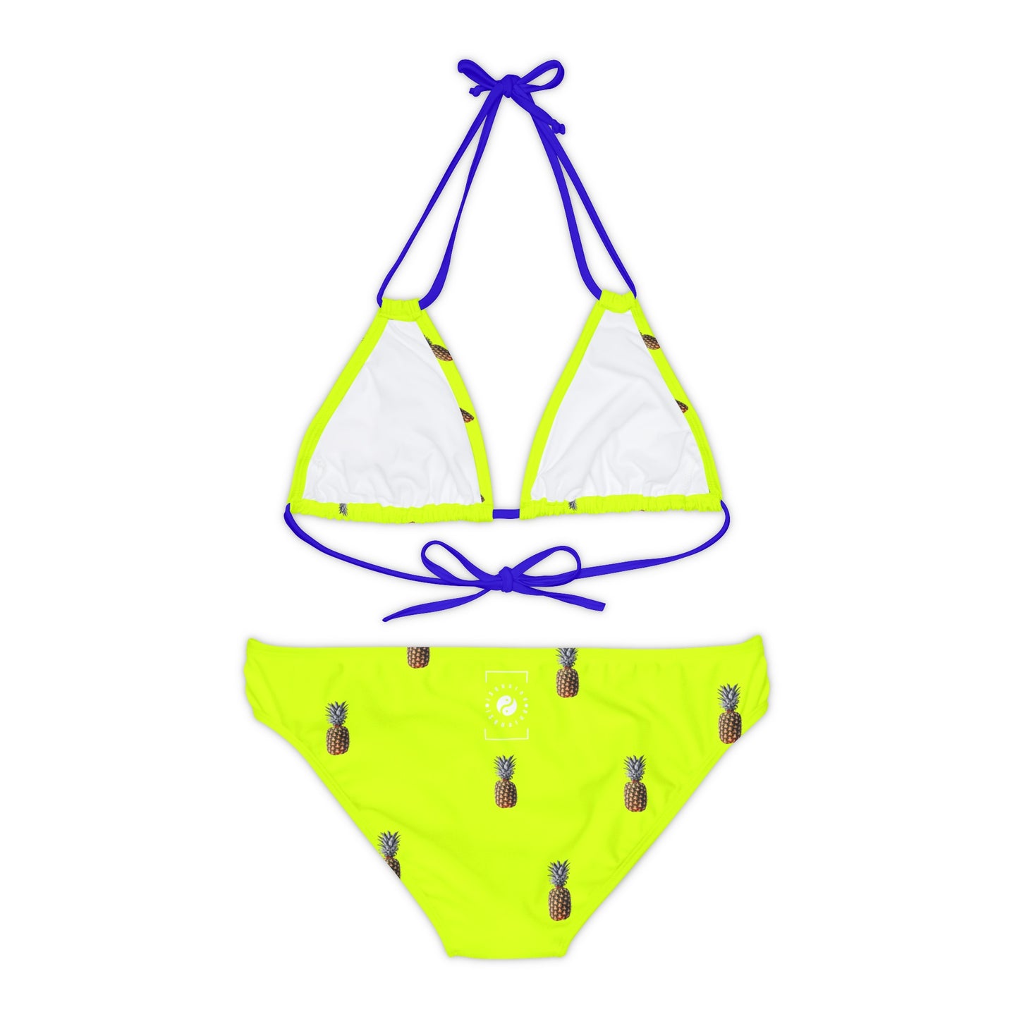 #D7FF11 Sharp Yellow + Pineapple - Lace-up Bikini Set