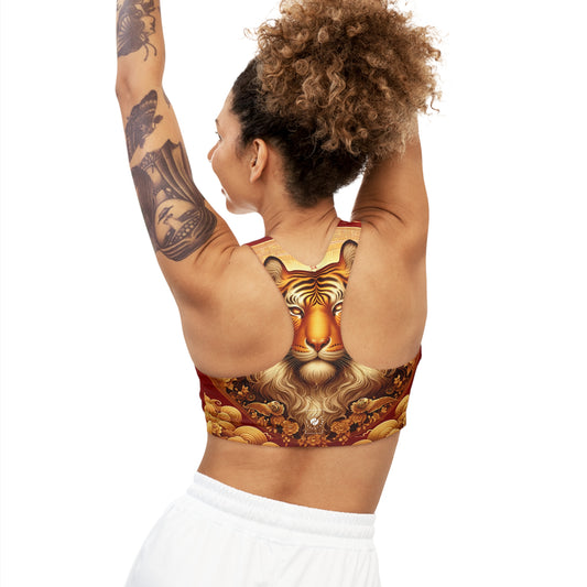 "Golden Majesty: Ascension of the Lunar Tiger" - Seamless Sports Bra