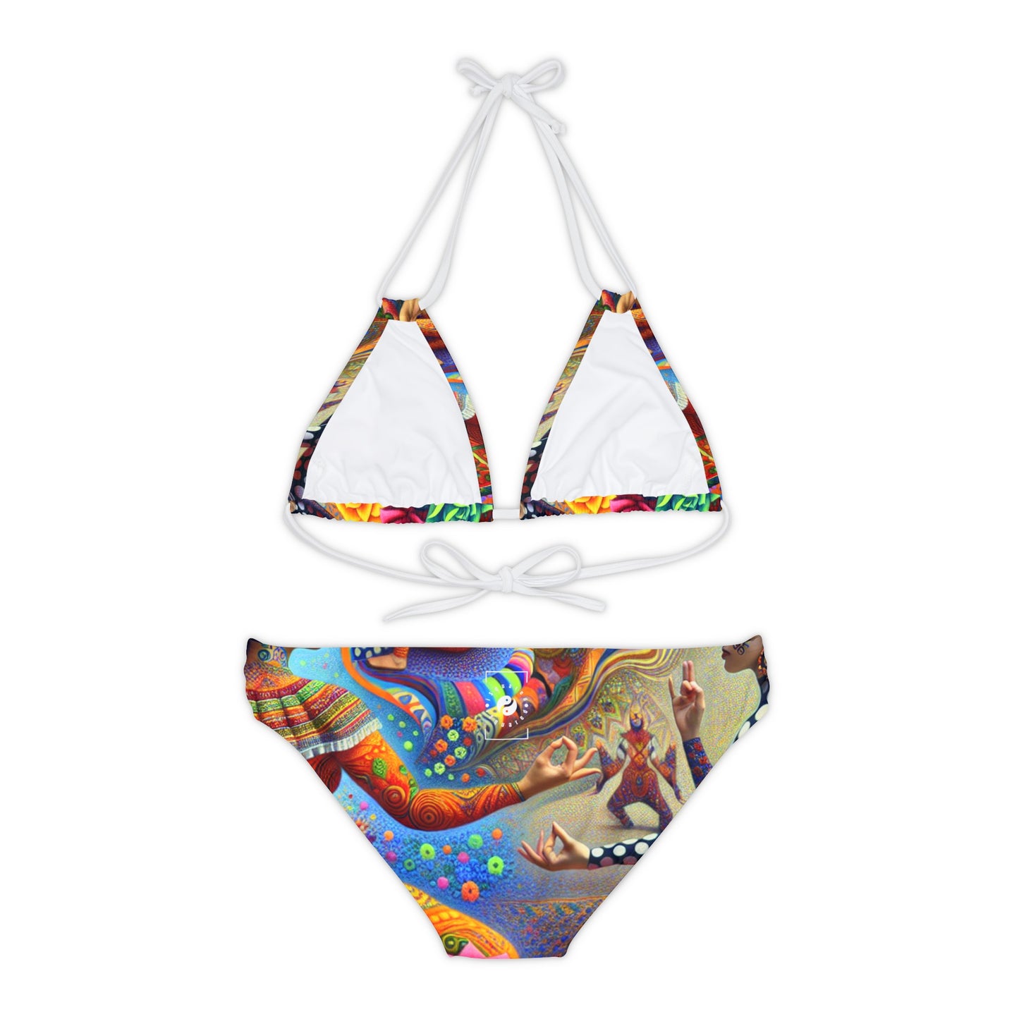 "Kahlo-Kusama Blossom Asanas: A Surreal Yoga Symphony" - Lace-up Bikini Set