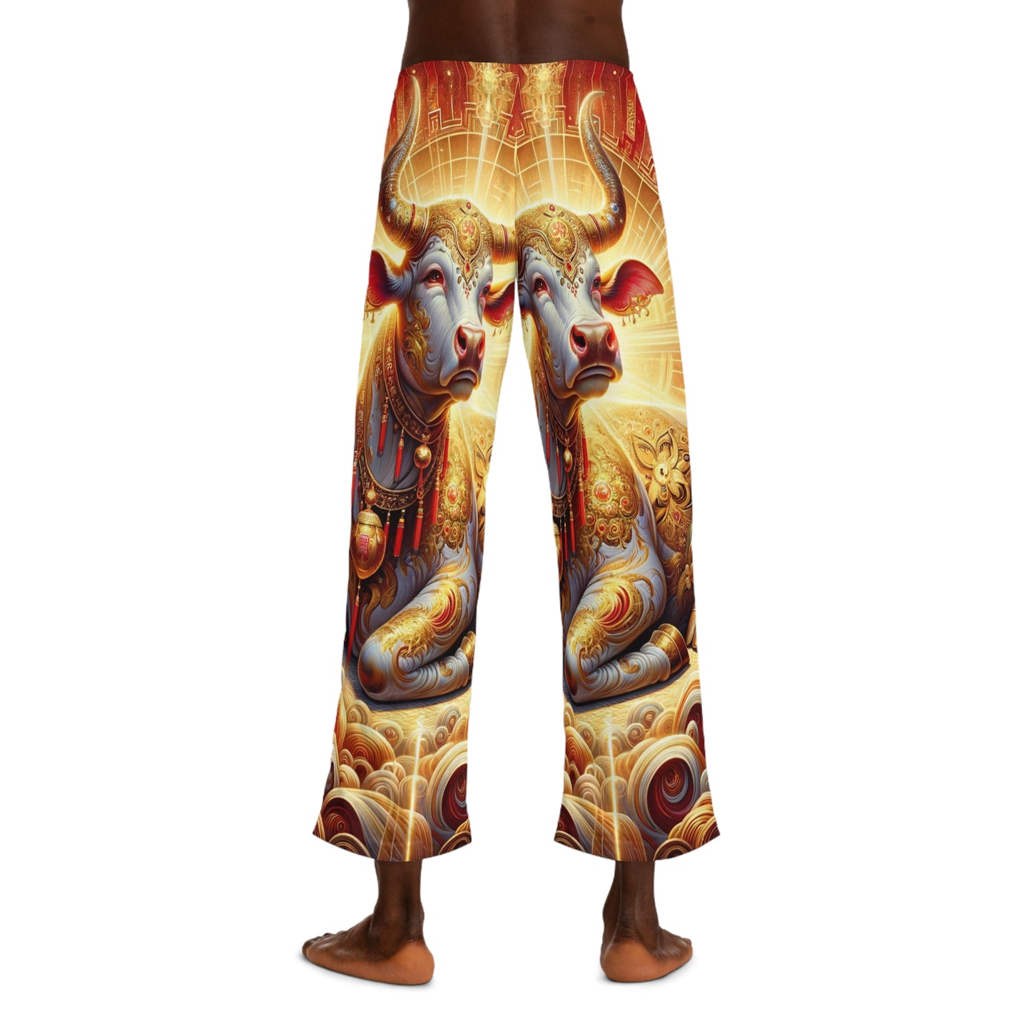 "Golden Euphoria: A Dance of the Divine Bovine" - men's Lounge Pants