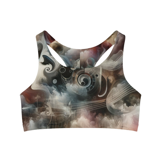 "Harmony of Descent: An Abstract Ode to La Traviata" - Seamless Sports Bra