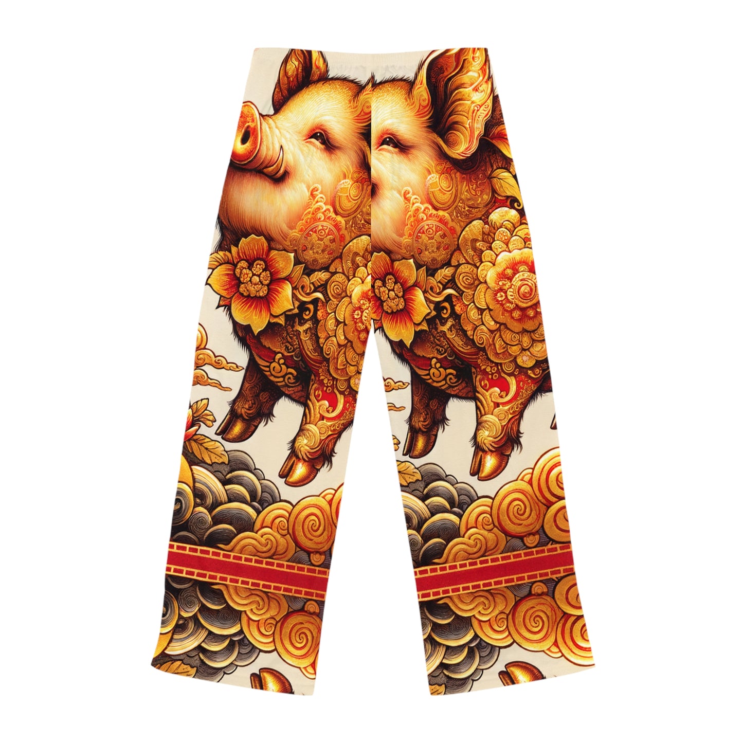 "Golden Prosperity: The Divine Boar Celebration" - Pantalon lounge femme