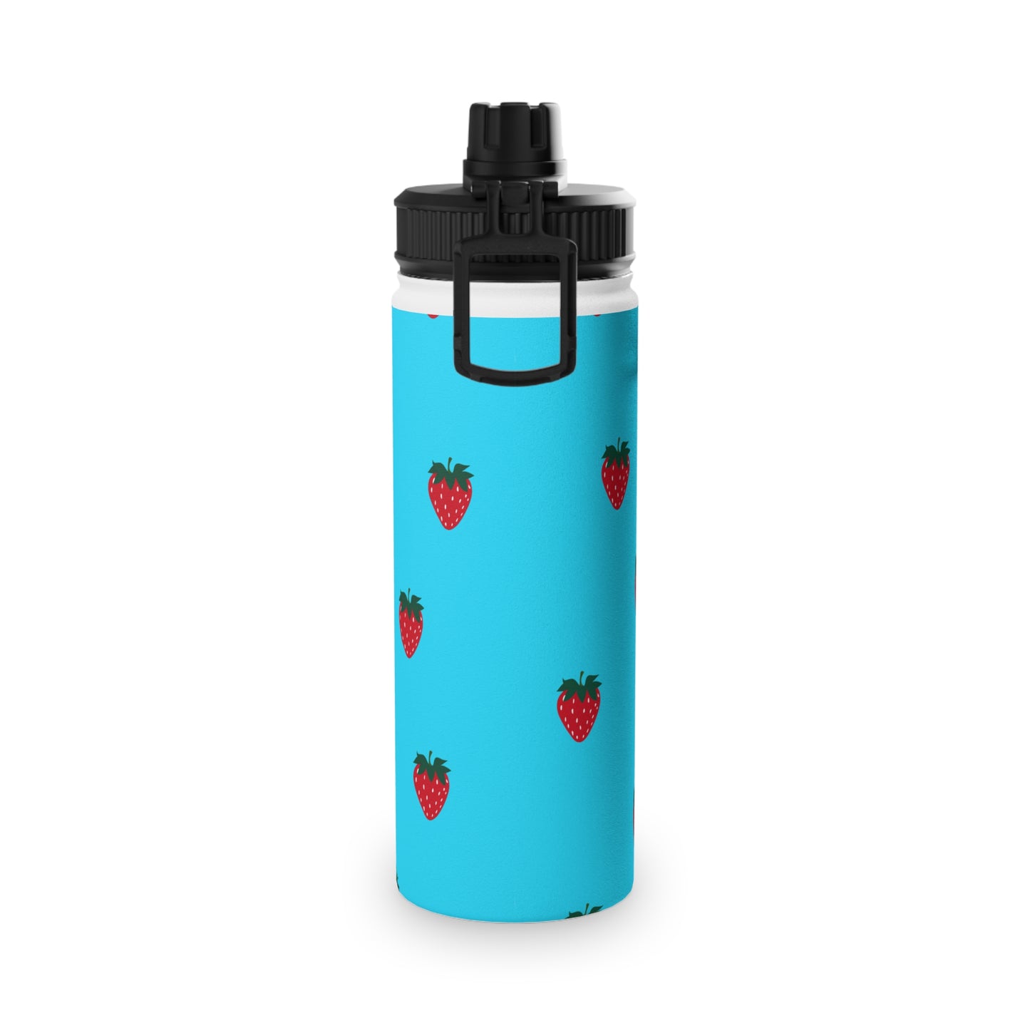 #22DEFF Light Blue + Strawberry - Sports Water Bottle