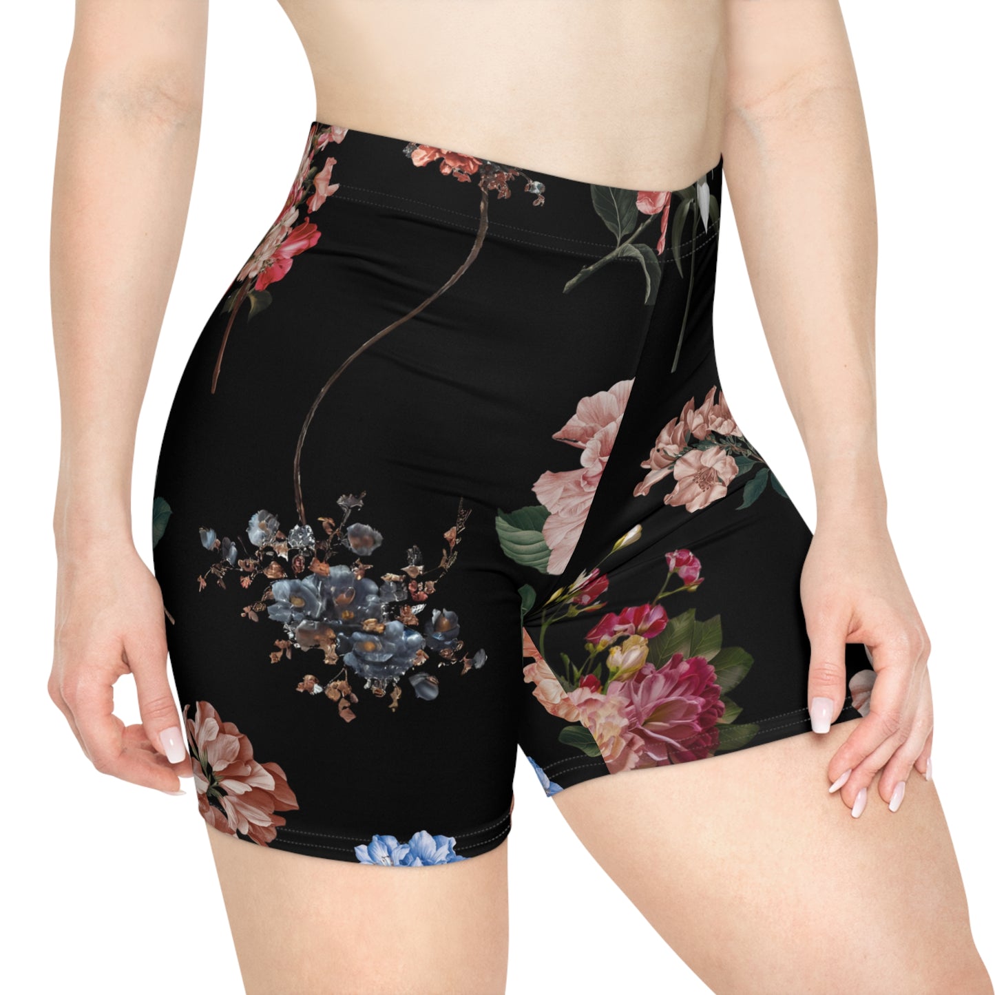 Botanicals on Black - Hot Yoga Short