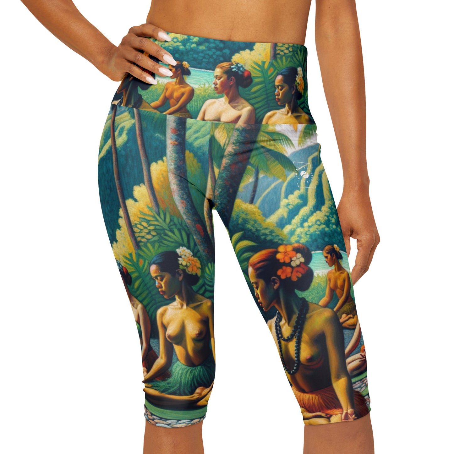 "Tranquilité tahitienne - Legging Capri Taille Haute