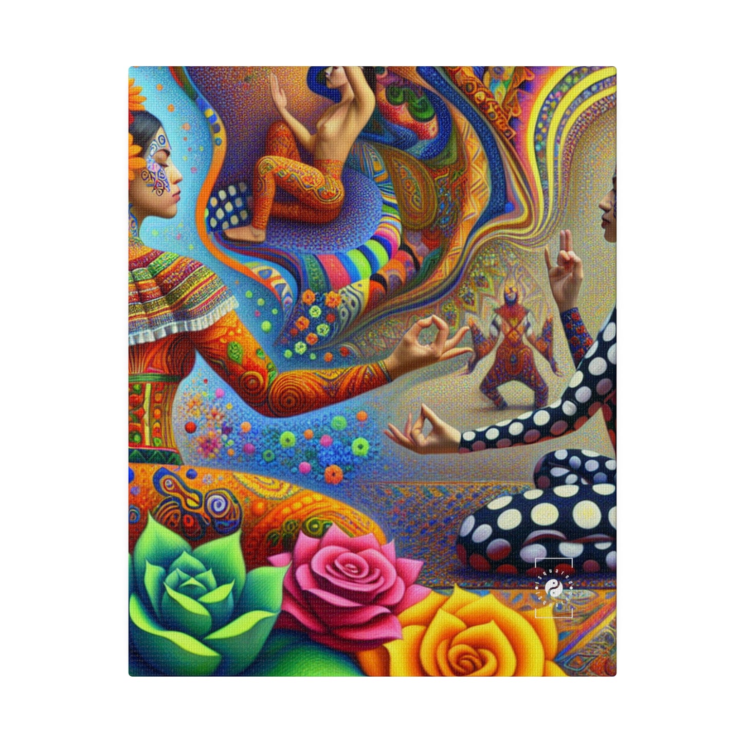 "Kahlo-Kusama Blossom Asanas: A Surreal Yoga Symphony" - Art Print Canvas