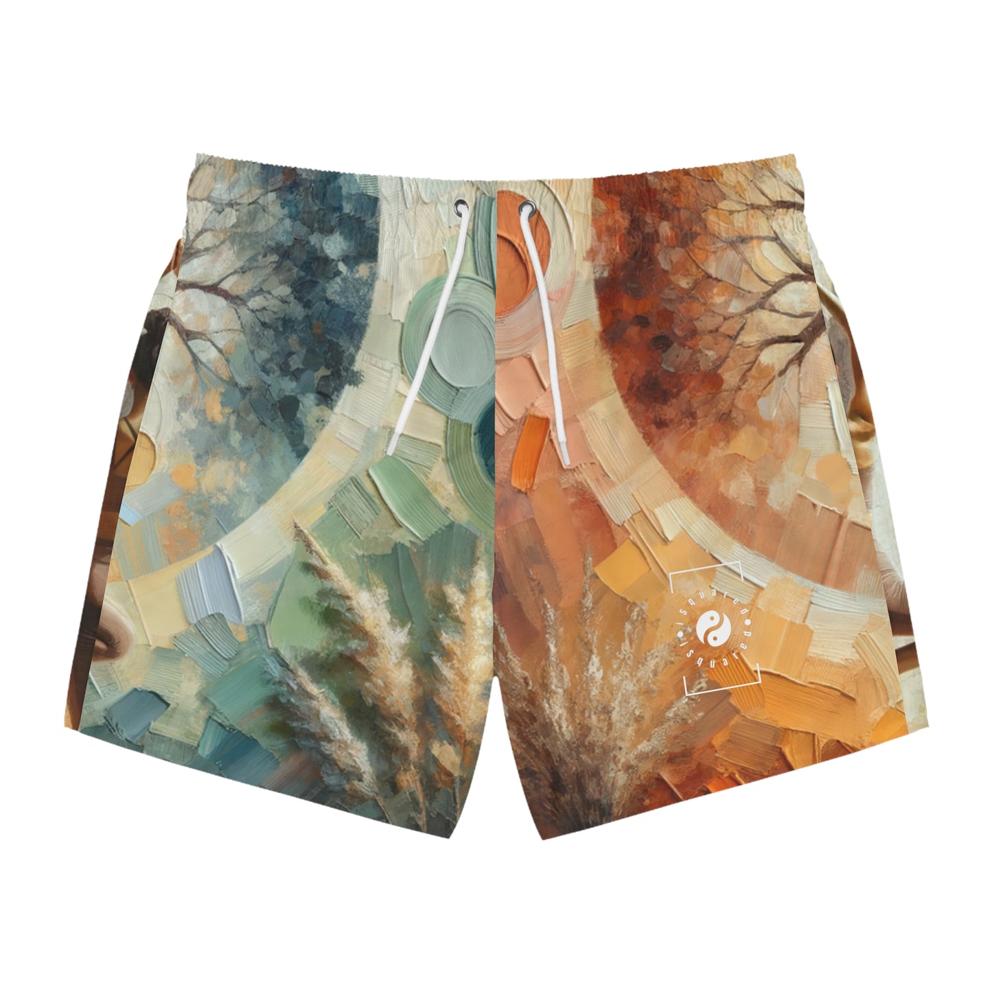 "Stability in Surrender: Vrikshasana in Harmony with Earth" - Swim Trunks for Men