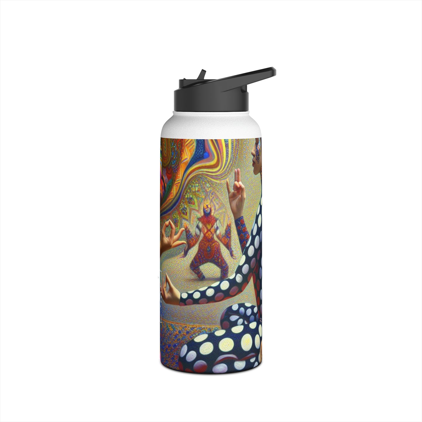 "Kahlo-Kusama Blossom Asanas: A Surreal Yoga Symphony" - Water Bottle