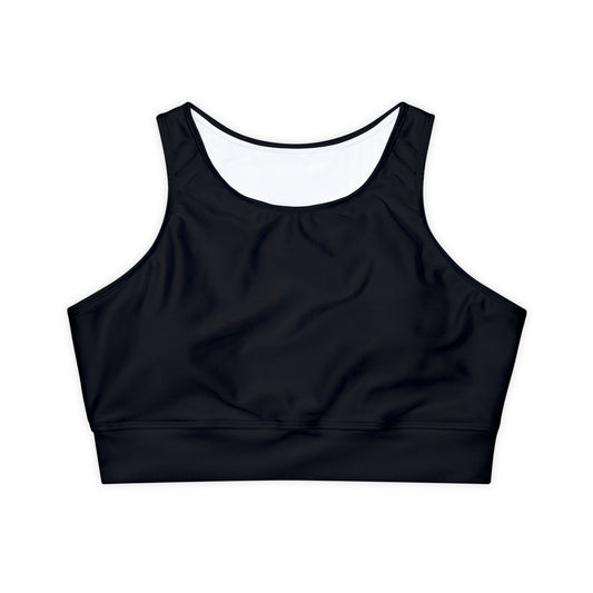 Pure Black - Lined & Padded Sports Bra