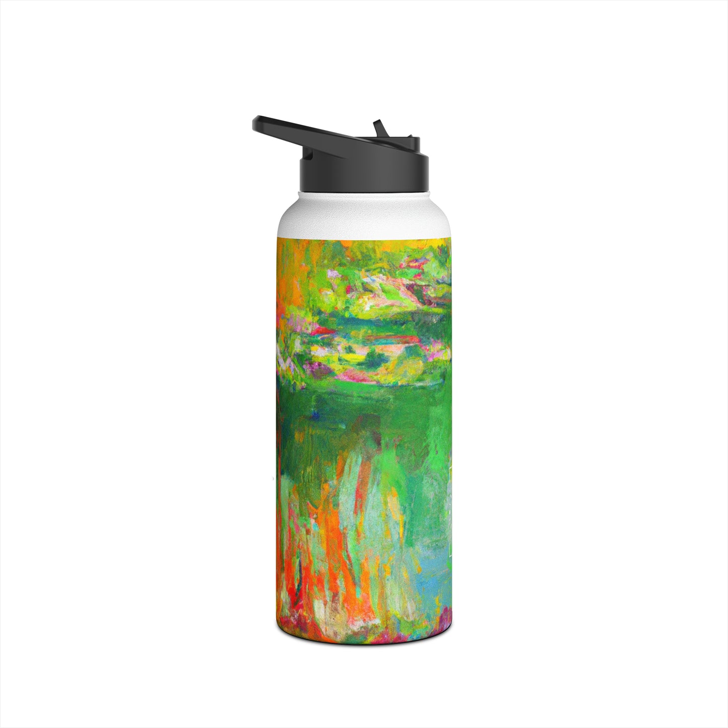 "Lily Aquarelle: Dusk Reflections" - Water Bottle