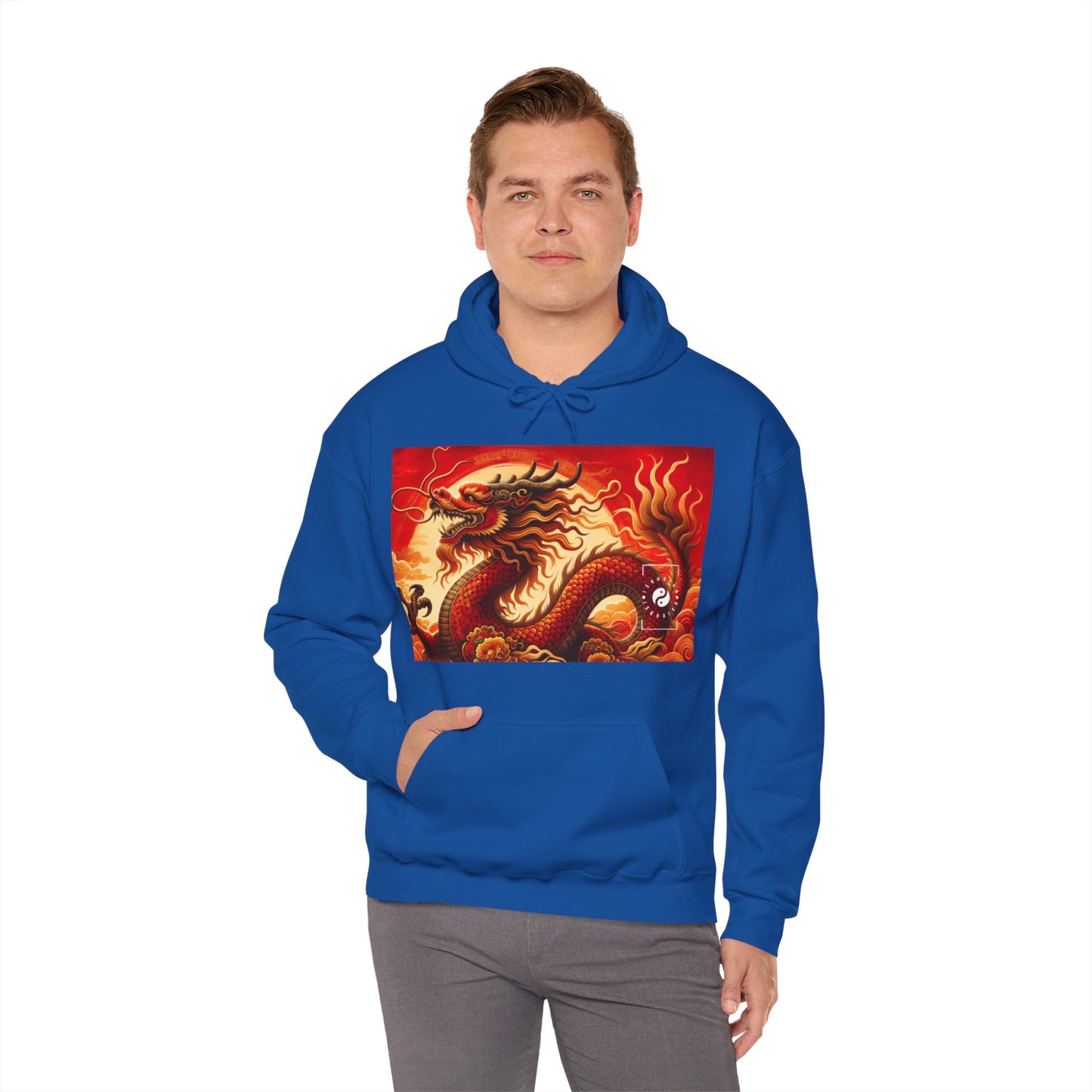 "Golden Dragon Dance in the Crimson Twilight" - Hoodie