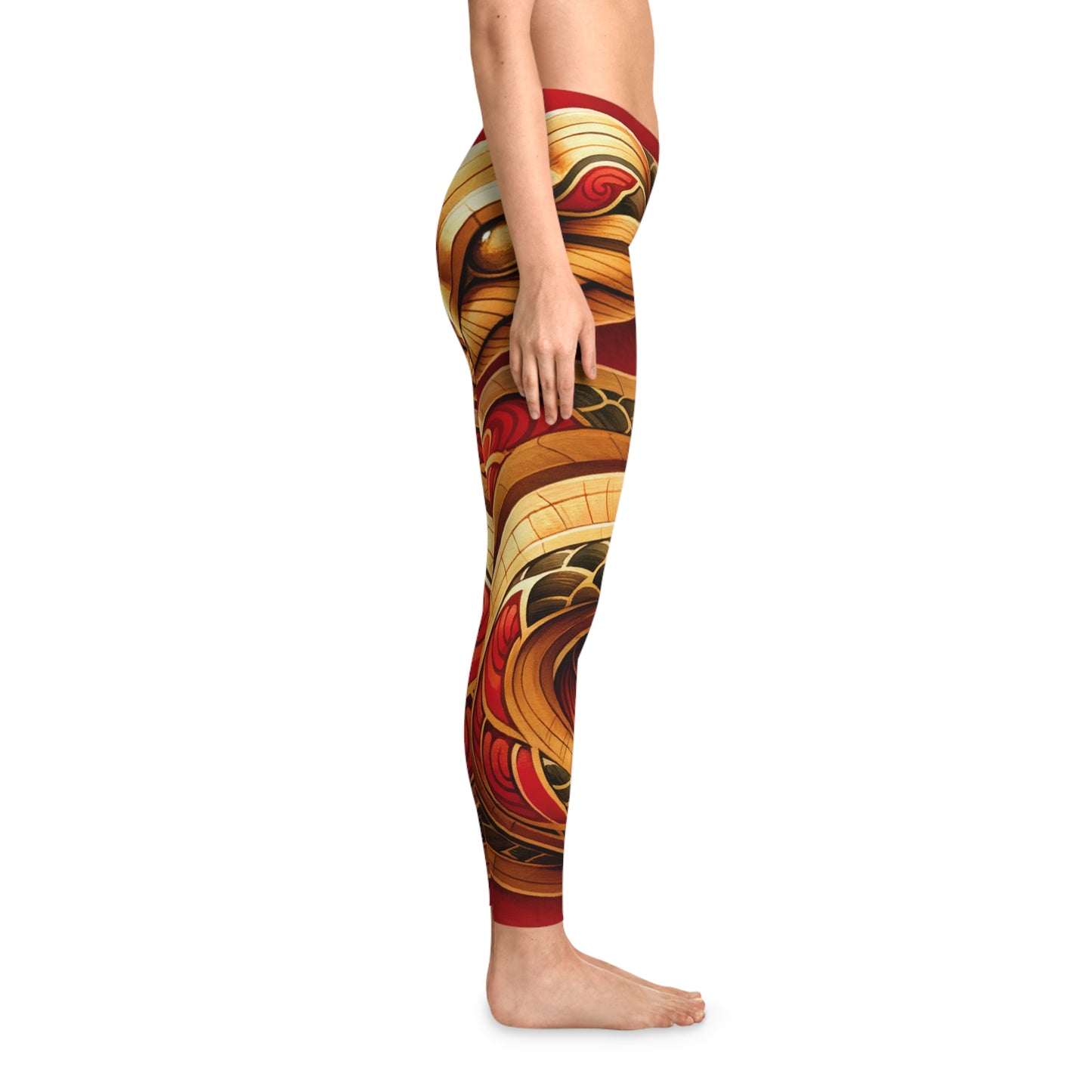 "Crimson Serenity: The Golden Snake" - Unisex Tights