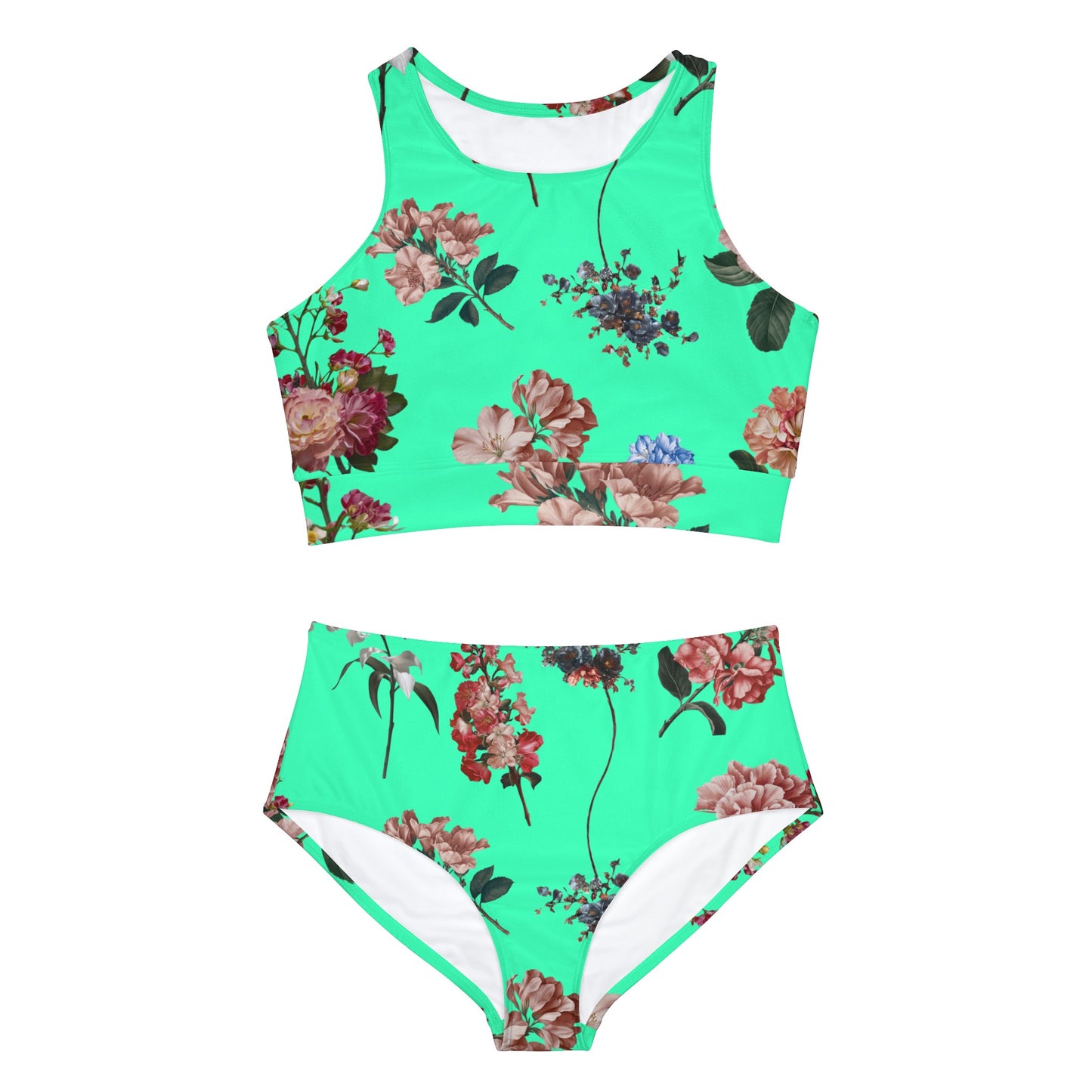 Botanicals on Turquoise - Hot Yoga Bikini Set