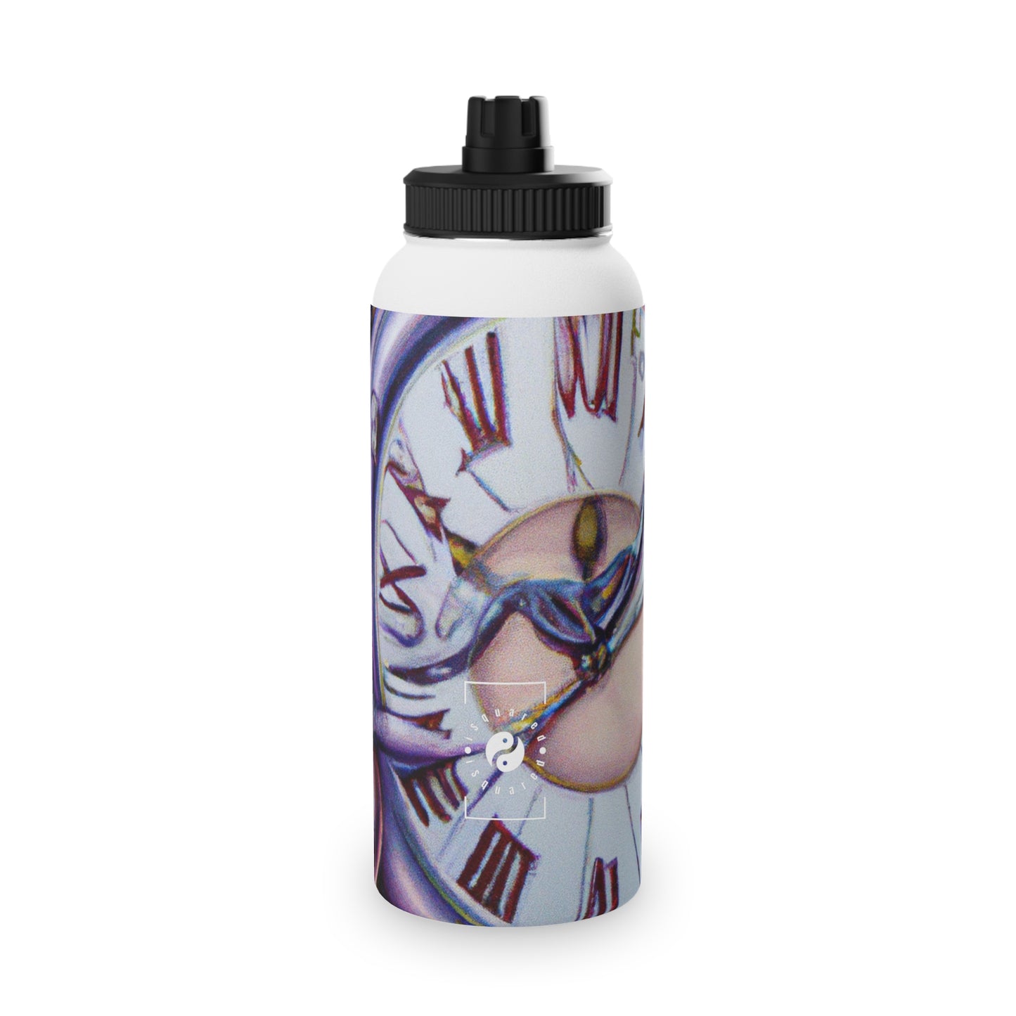 "Chrono Illusionist's Liquid Riddle" - Sports Water Bottle