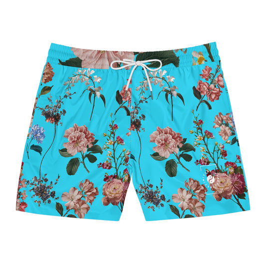 Botanicals on Azure - Swim Shorts (Mid-Length) for Men