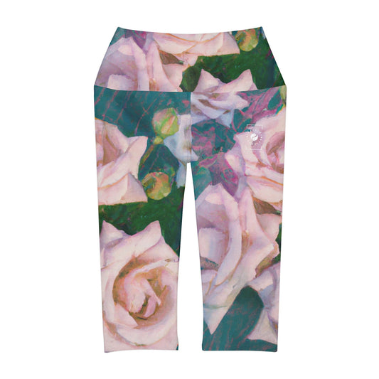 Cosmic Roses - High Waisted Capri Leggings