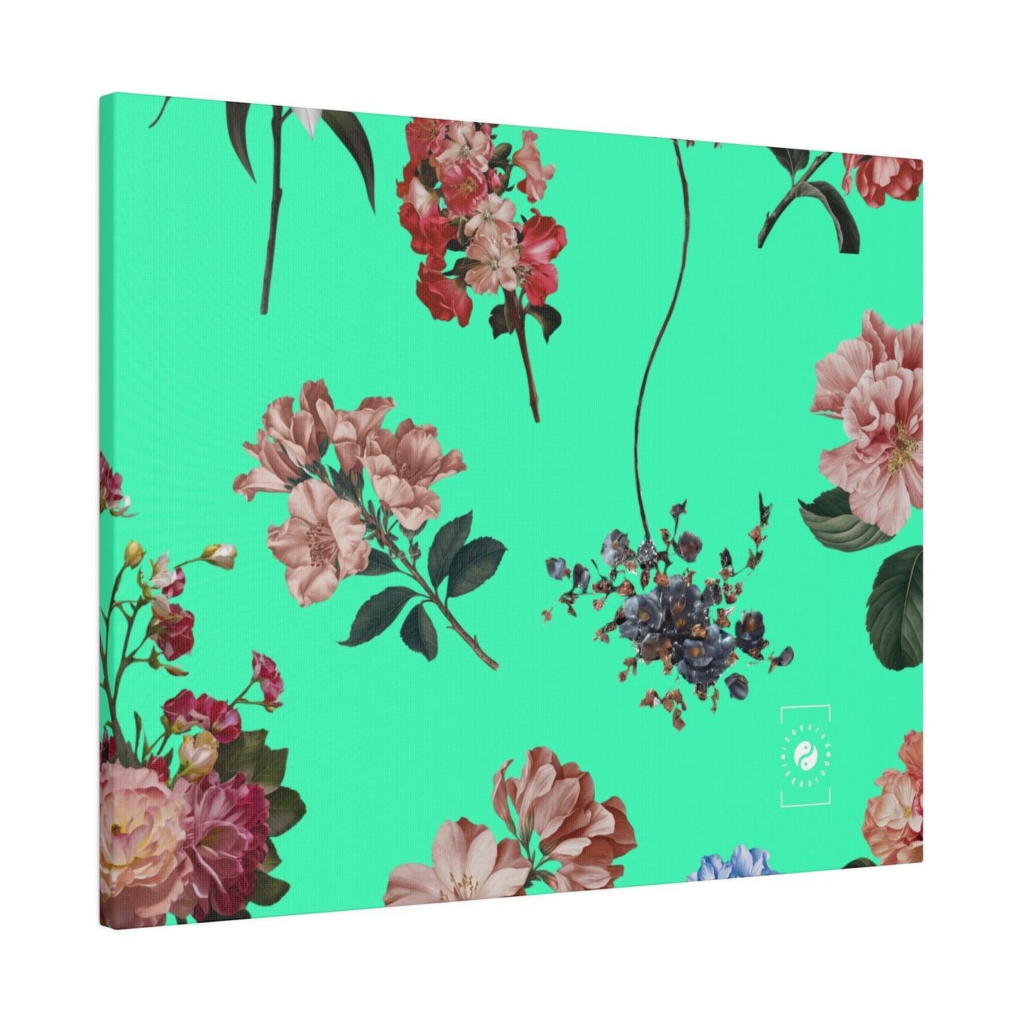 Botanicals on Turquoise - Art Print Canvas