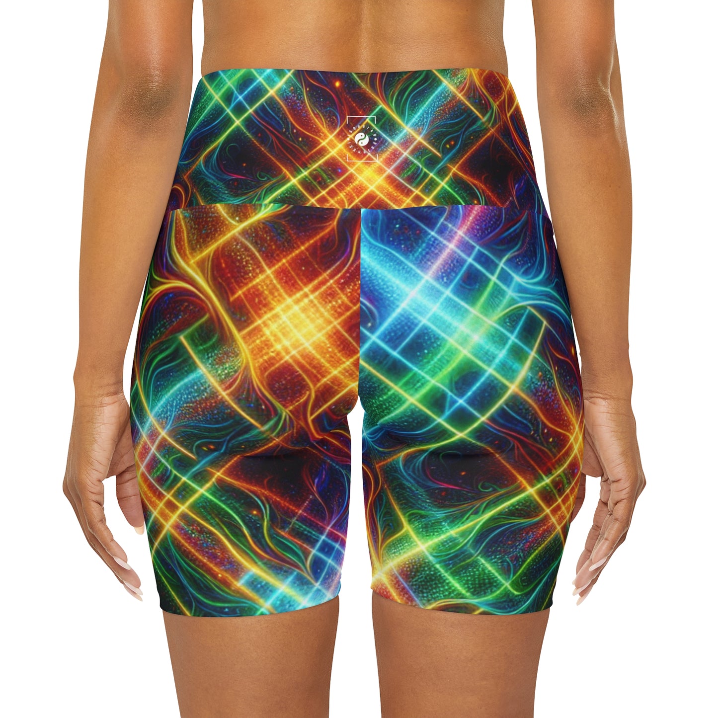 "Neon Plaid Luminosity Matrix" - shorts