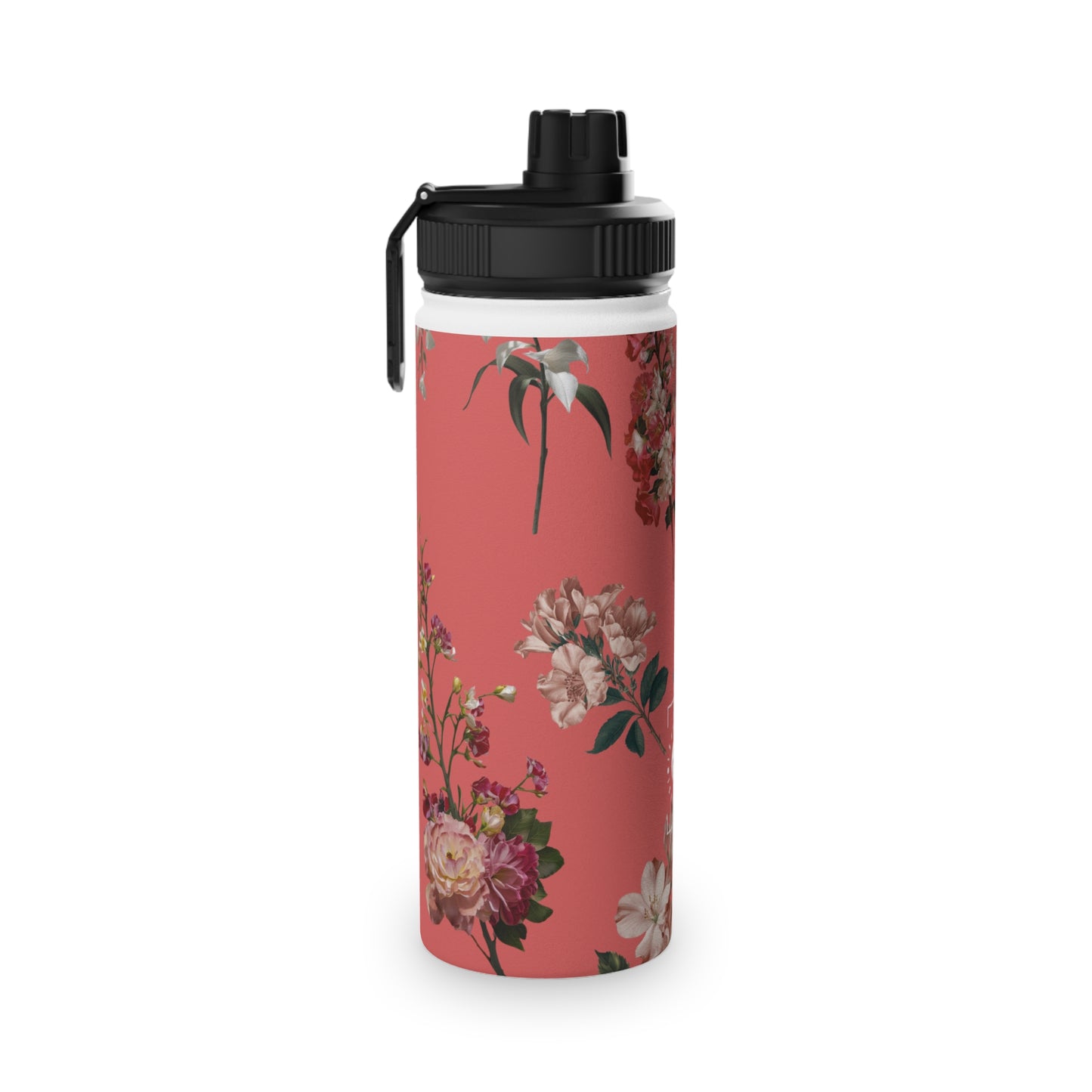 Botanicals on Coral - Sports Water Bottle