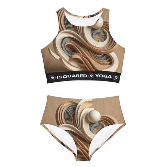 "Hepworth Hues : Une symphonie aux tons terrestres" - Ensemble de bikini de yoga chaud