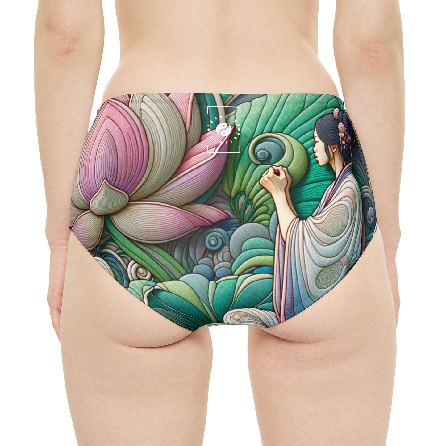 "Lotus Echo Serenity" - High Waisted Bikini Bottom