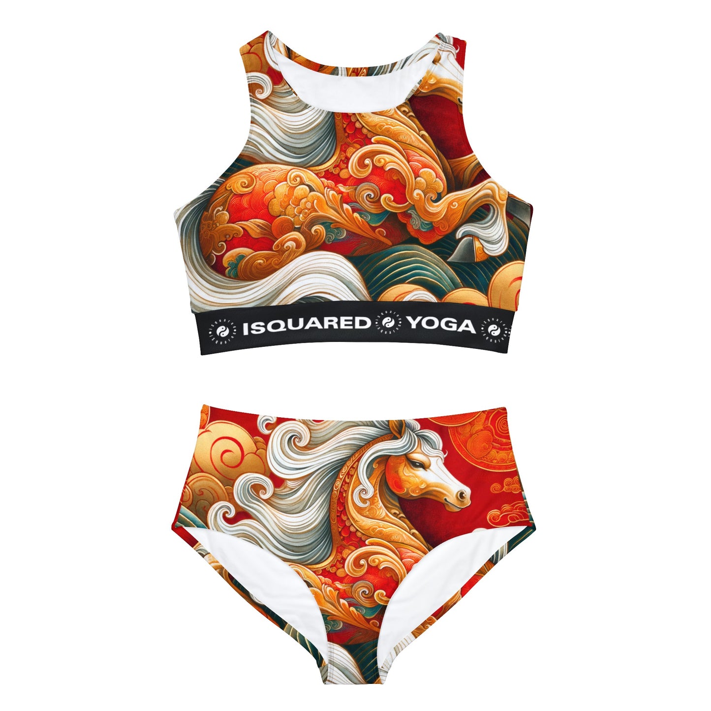 "Gold Gallop on Vermilion Vista: A Lunar New Year’s Ode" - Hot Yoga Bikini Set