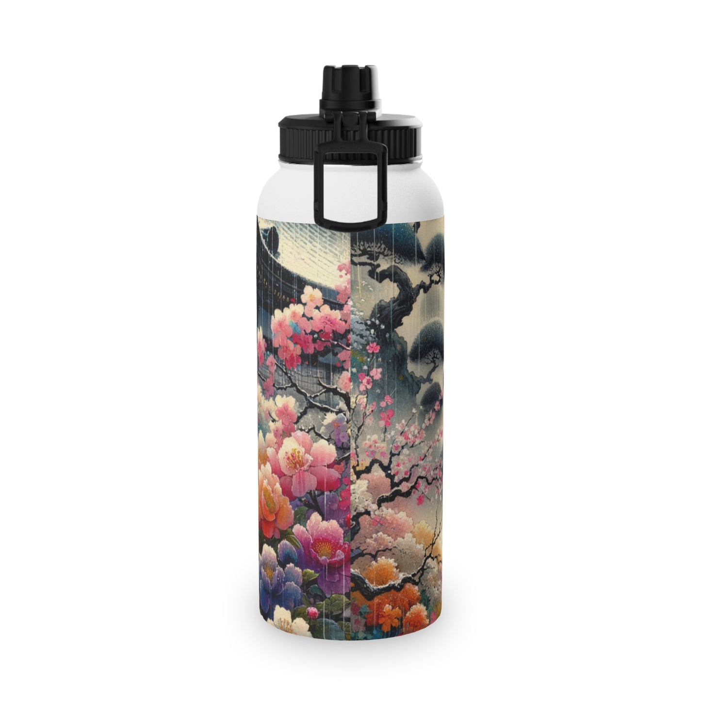 "Rain-drenched Sakura Spectrum" - Sports Water Bottle