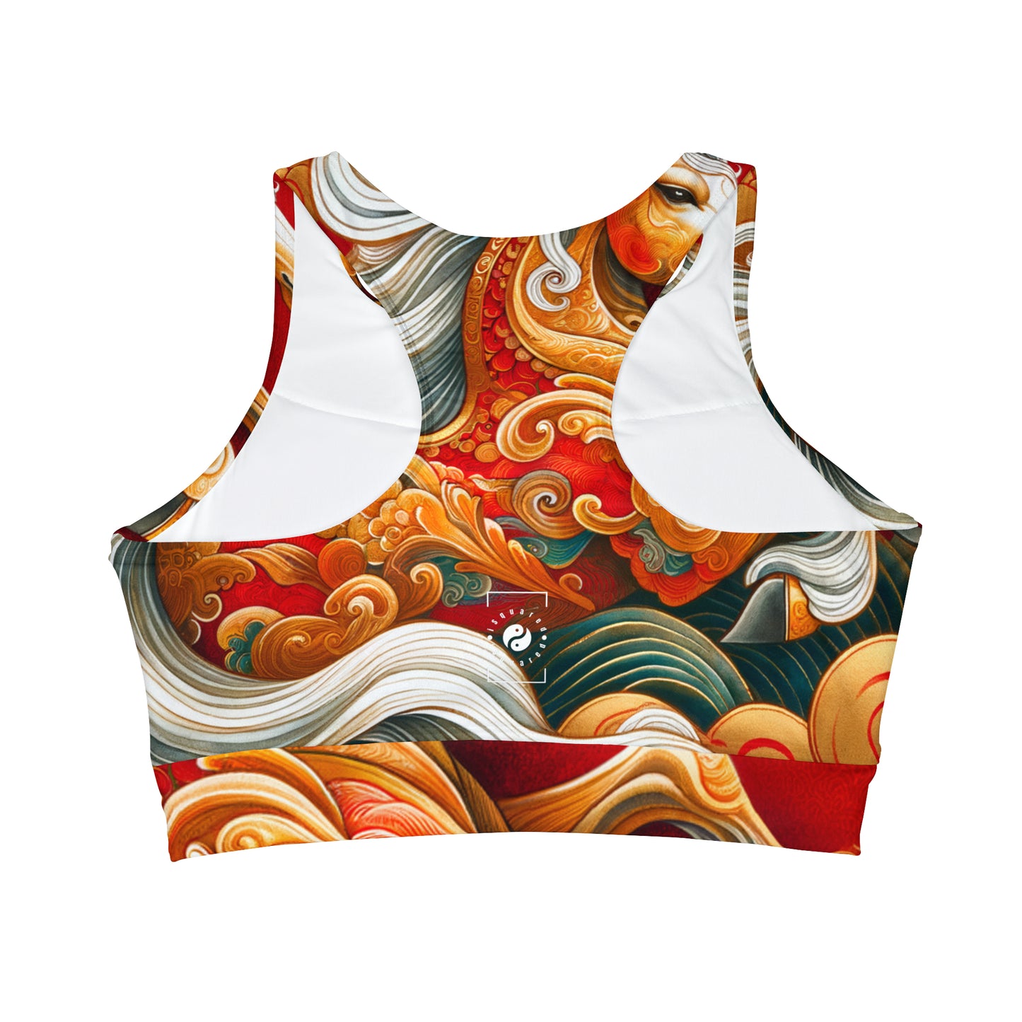 "Gold Gallop on Vermilion Vista: A Lunar New Year’s Ode" - High Neck Crop Top