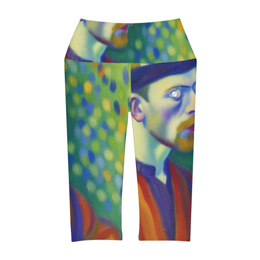 "Serene Resilience: A Frida's Solitude in hues" - High Waisted Capri Leggings