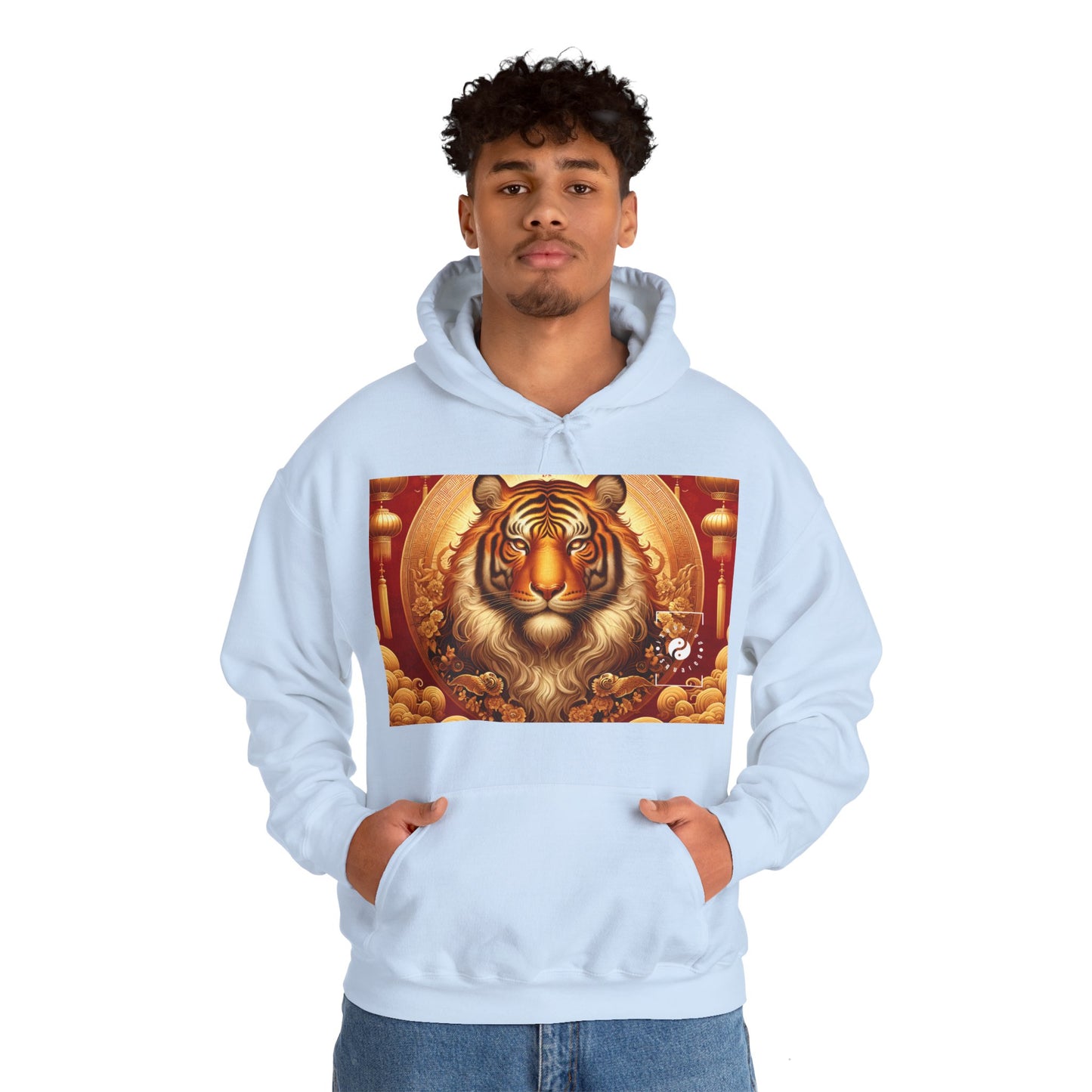 "Majesté dorée : Ascension du Tigre Lunaire" - Sweat à capuche 