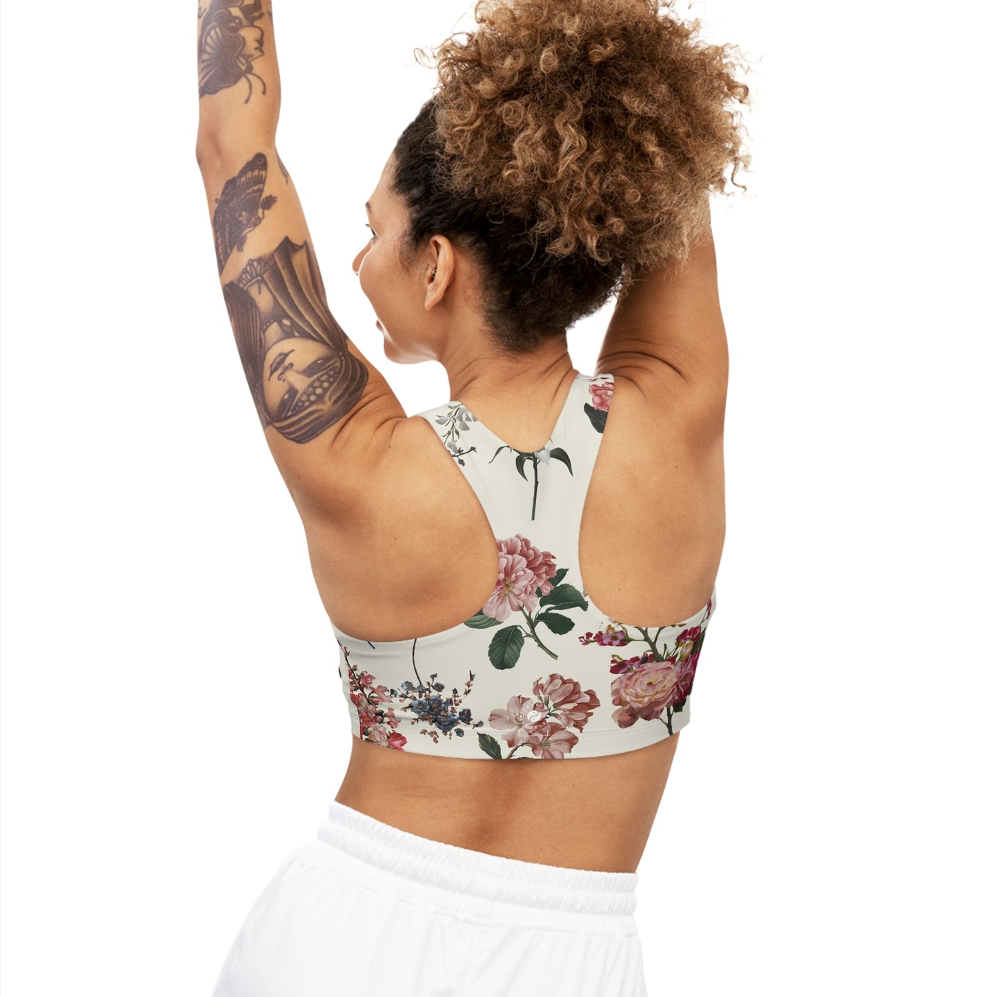 Botanicals on Beige - Seamless Sports Bra