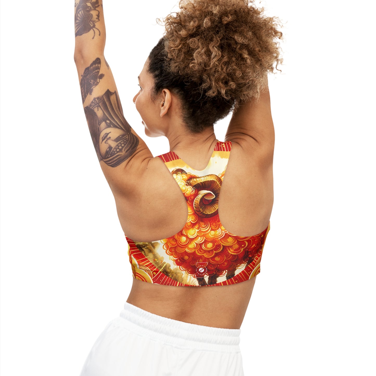 "Auspicious Gold of Divine Ewe: A Lunar New Year Revelry" - Seamless Sports Bra