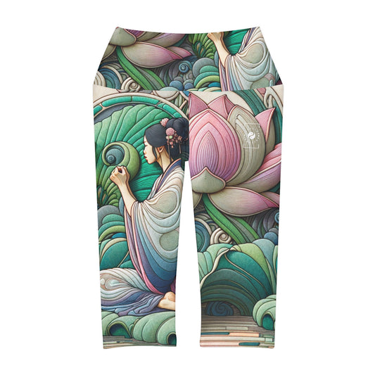 "Lotus Echo Serenity" - High Waisted Capri Leggings