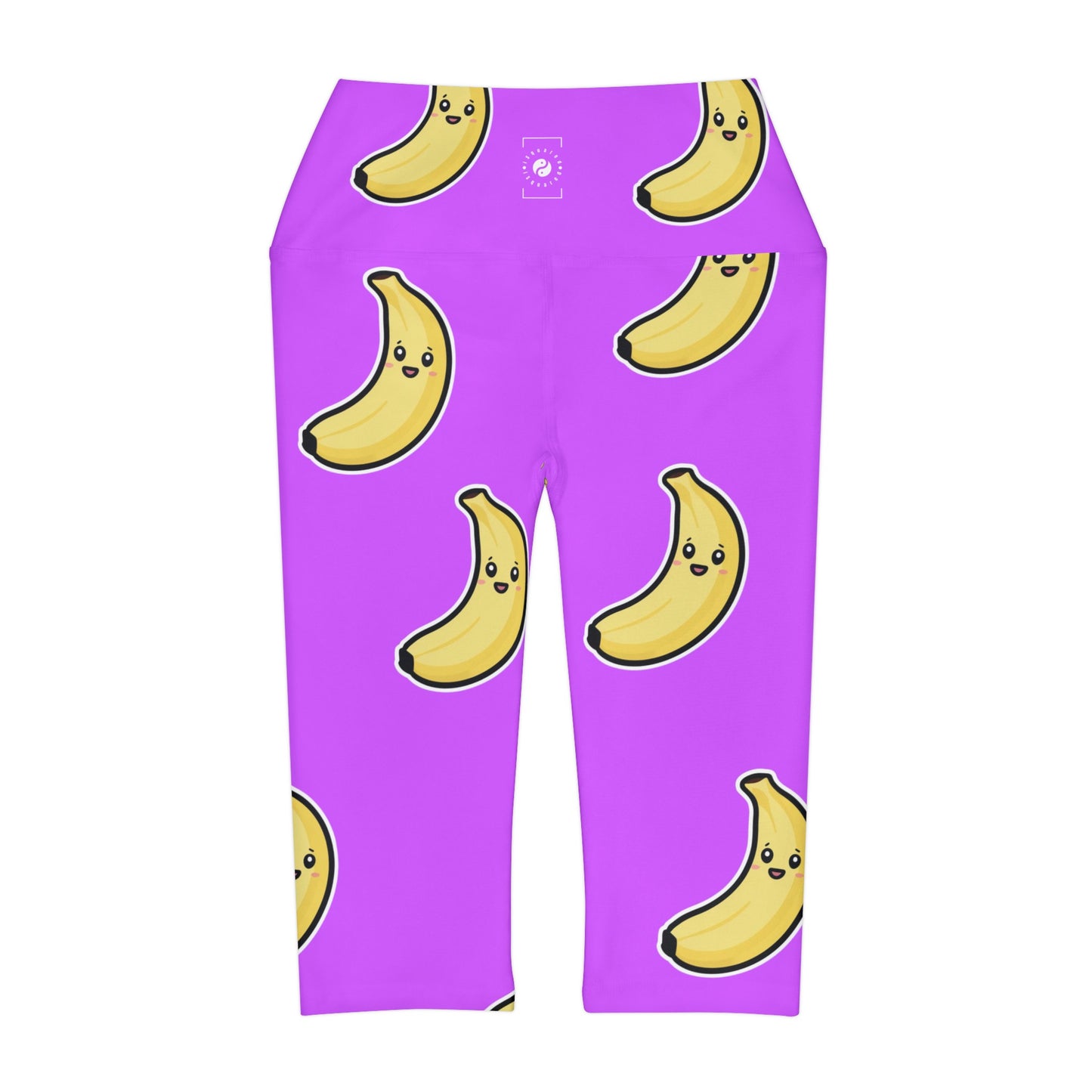 #D65BFF Purple + Banana - High Waisted Capri Leggings