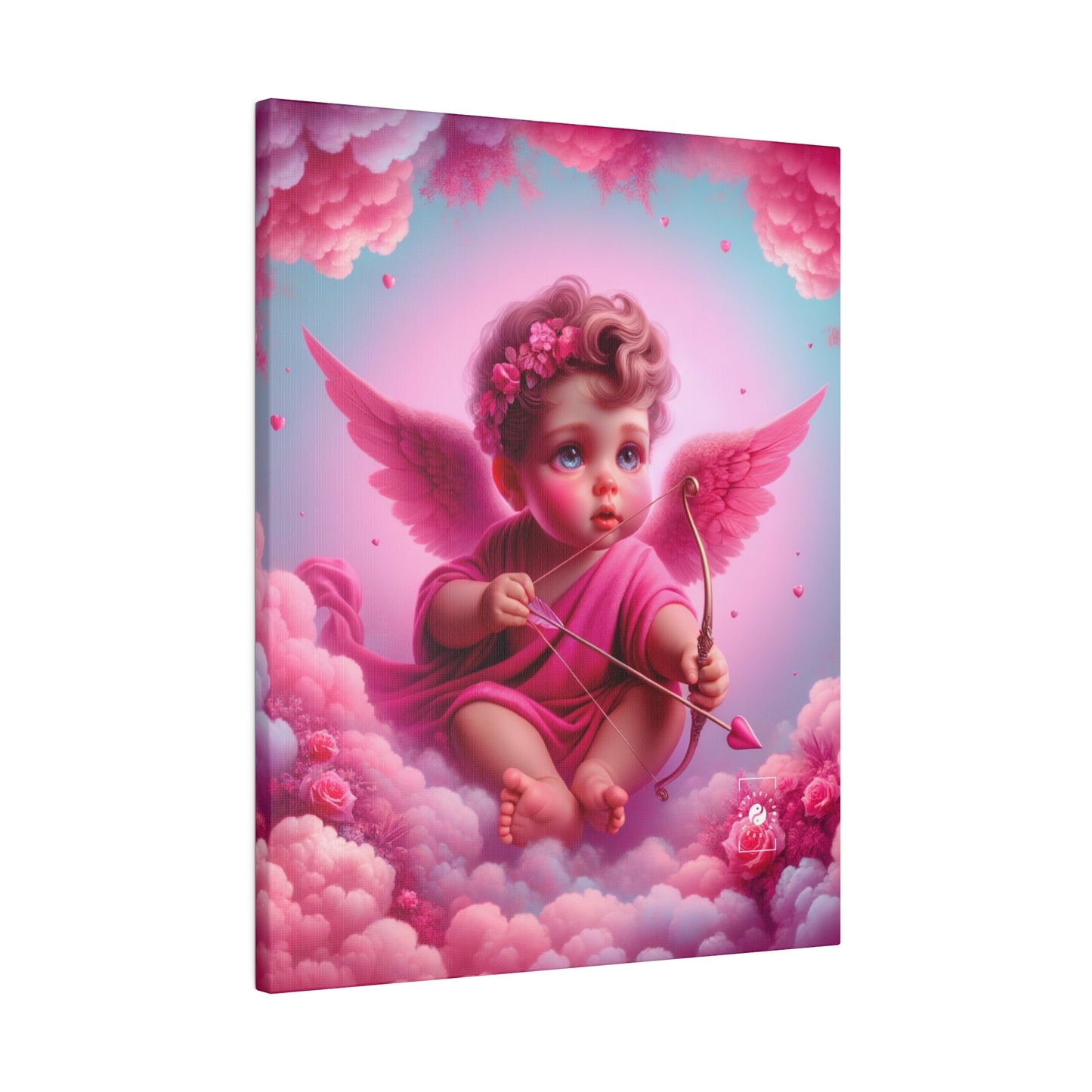 "Bold Blush: A Cupid's Love Affair" - Art Print Canvas