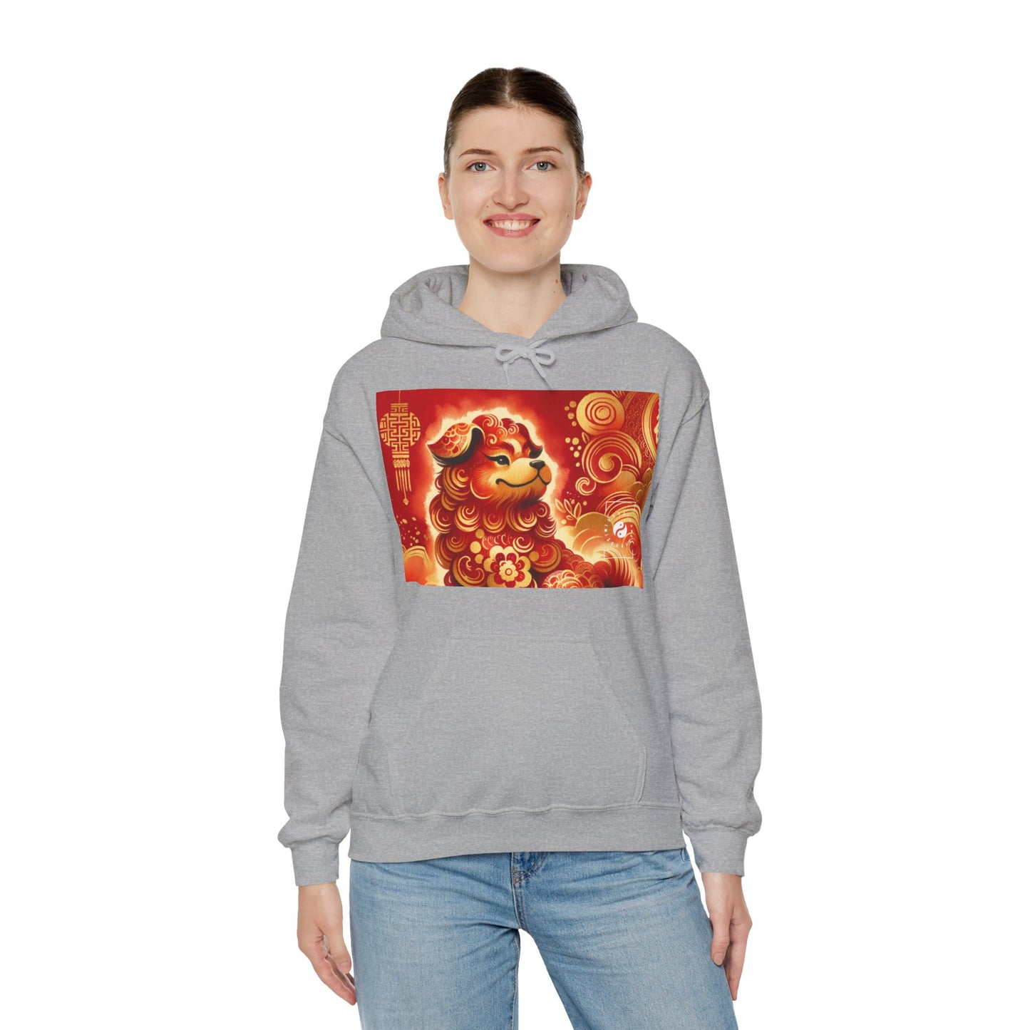 "Golden Canine Emissary on Crimson Tide: A Chinese New Year Odyssey" - Hoodie