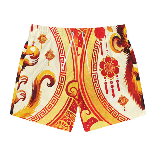 "Golden Simian Serenity in Scarlet Radiance" - Maillot de bain pour homme