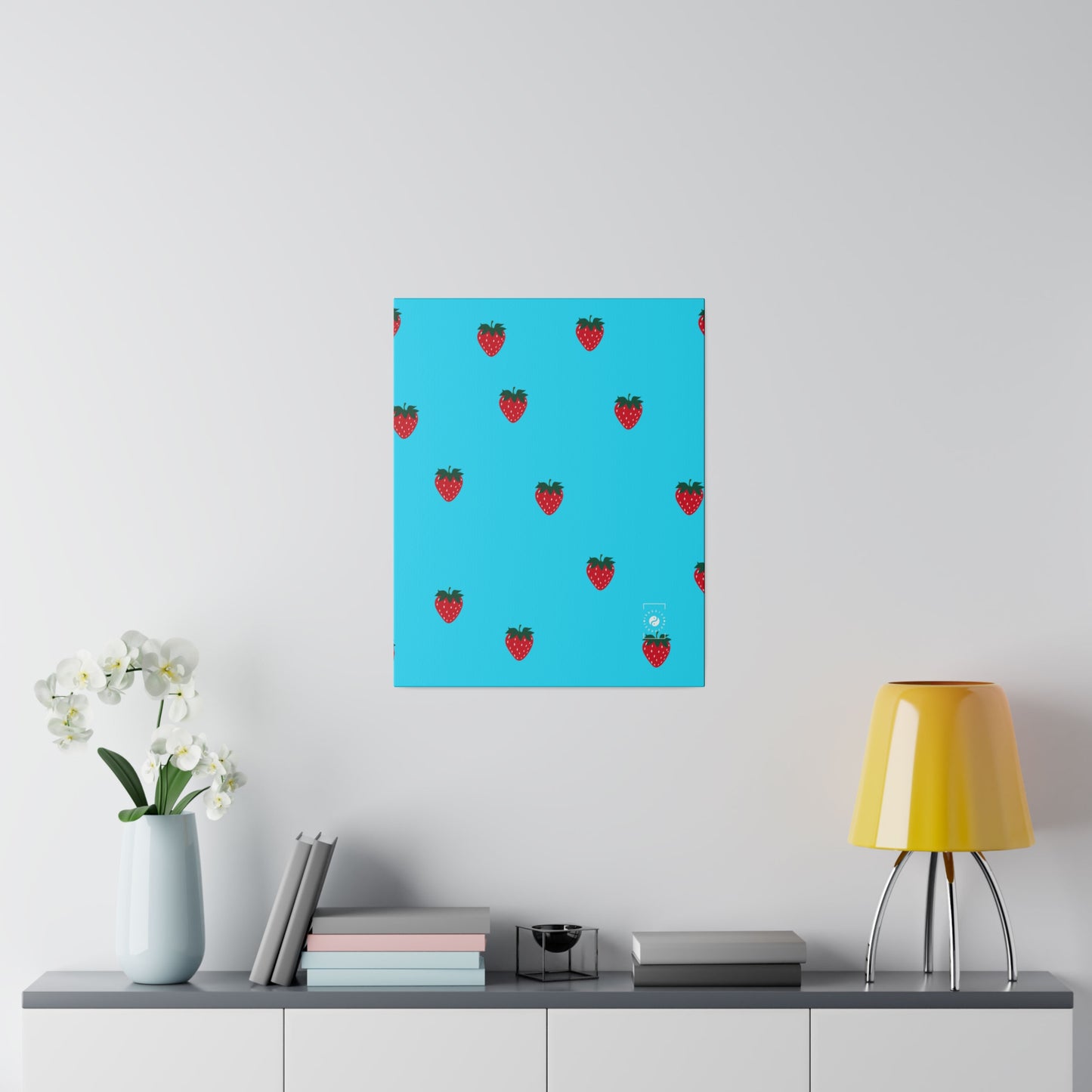 #22DEFF Light Blue + Strawberry - Art Print Canvas