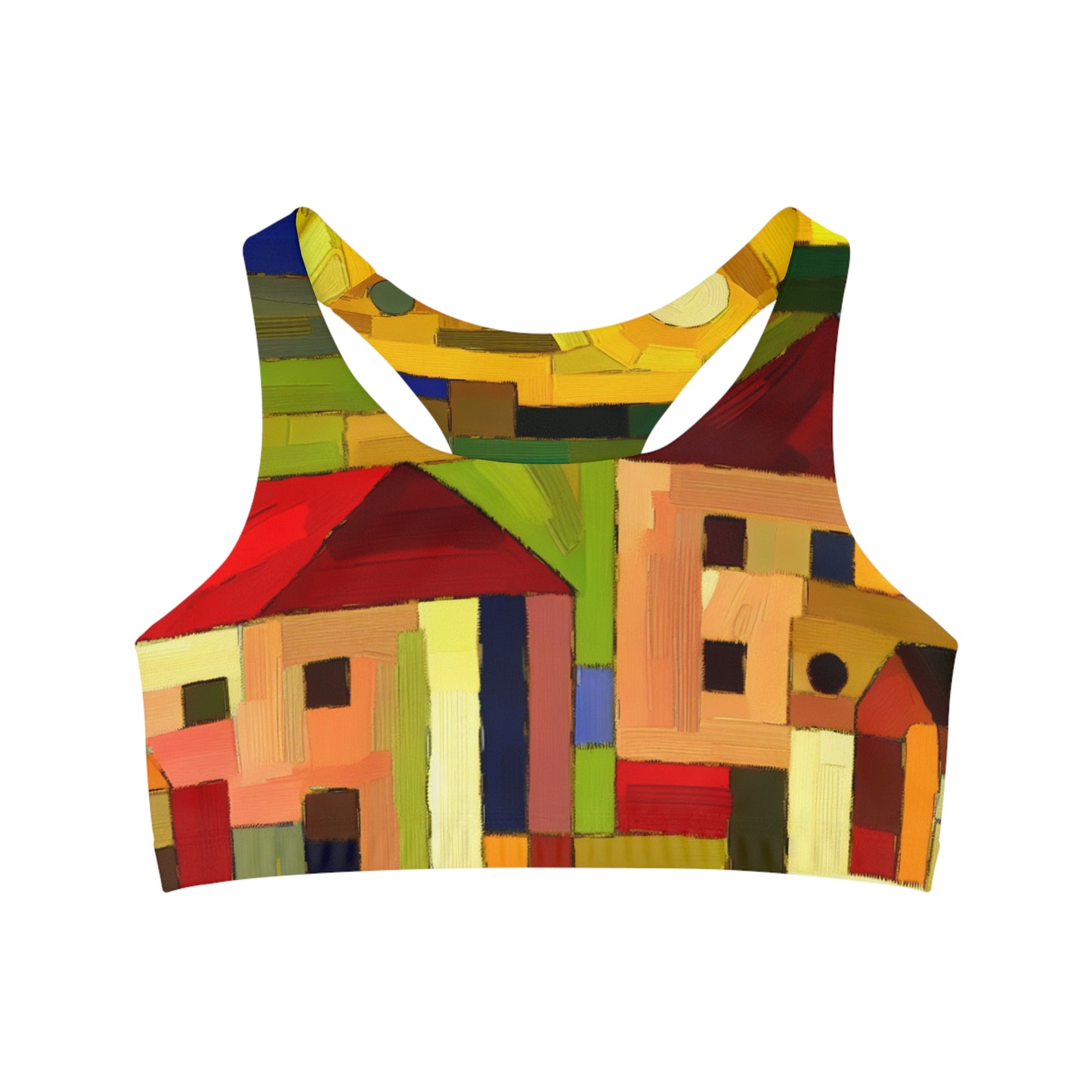 "Earthen Adobes in Hues of Hundertwasser" - Seamless Sports Bra