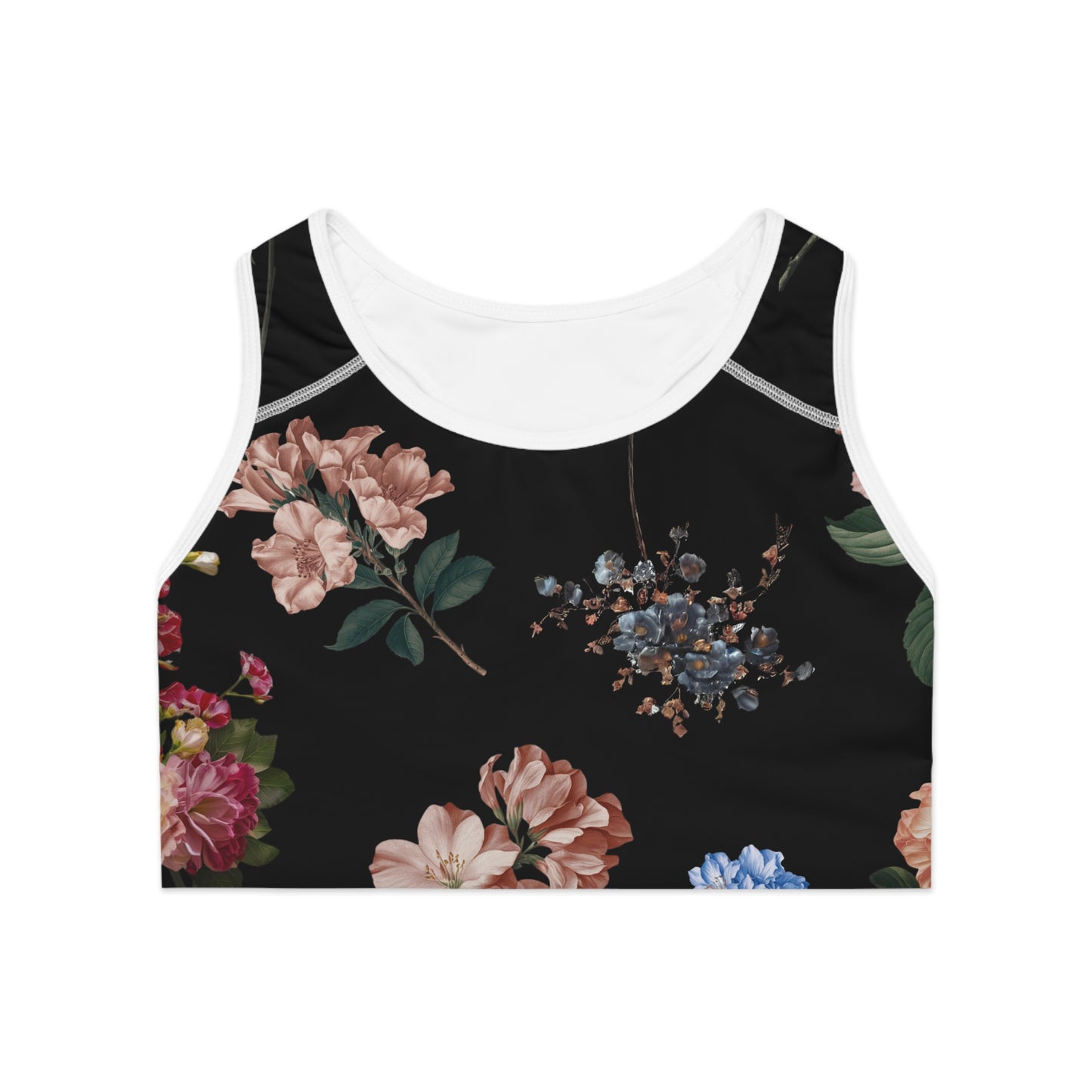 Botanicals on Black - High Performance Sports Bra