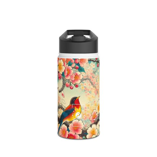 "Verdant Whispers: Sakura Chirping" - Water Bottle