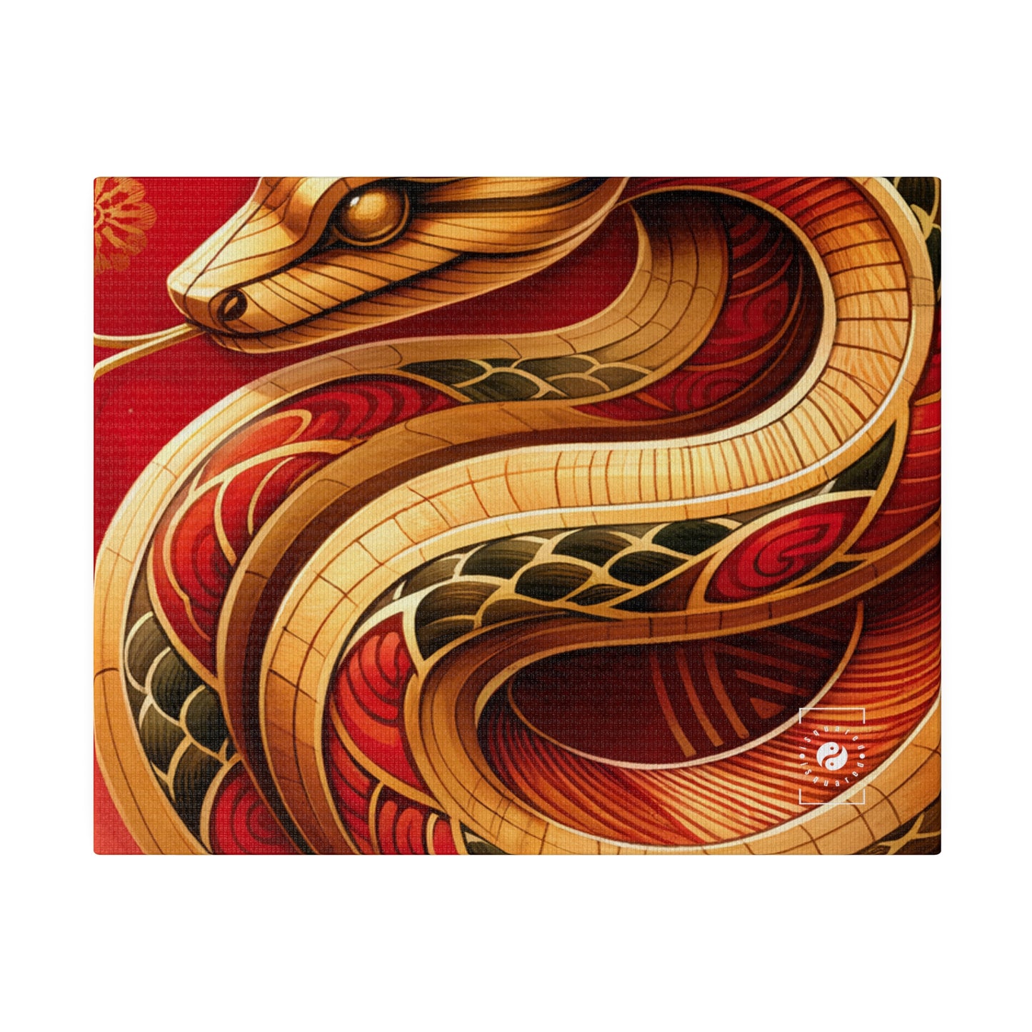 « Crimson Serenity : Le serpent d'or » – Impression sur toile