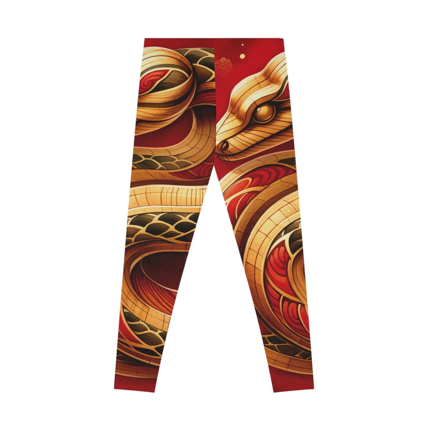 "Crimson Serenity: The Golden Snake" - Unisex Tights