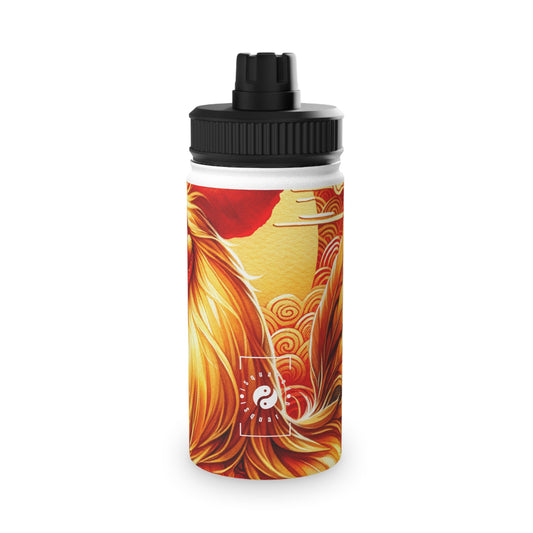 "Crimson Dawn: The Golden Rooster's Rebirth" - Sports Water Bottle