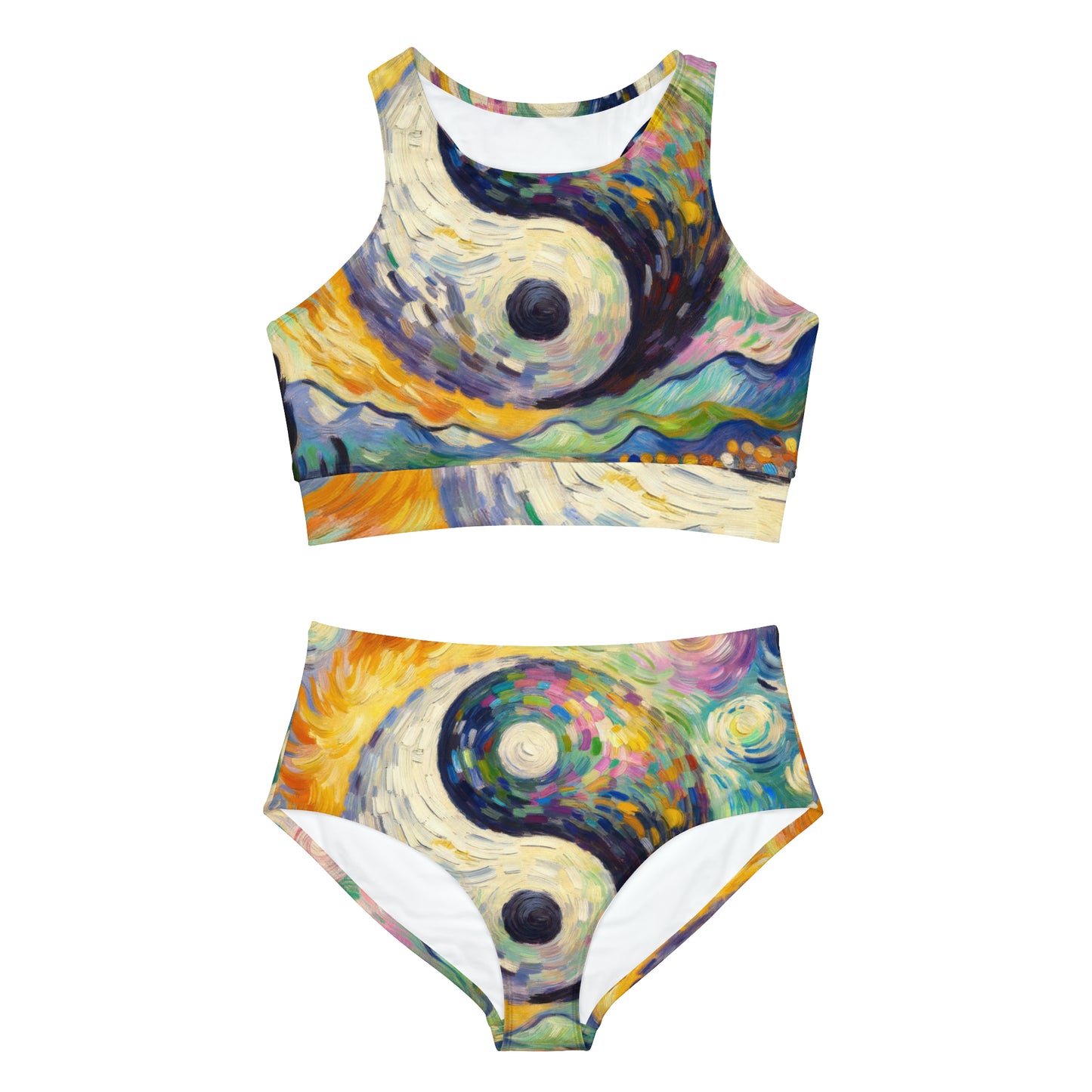 "Spectral Duality: An Impressionist Balance" - Hot Yoga Bikini Set