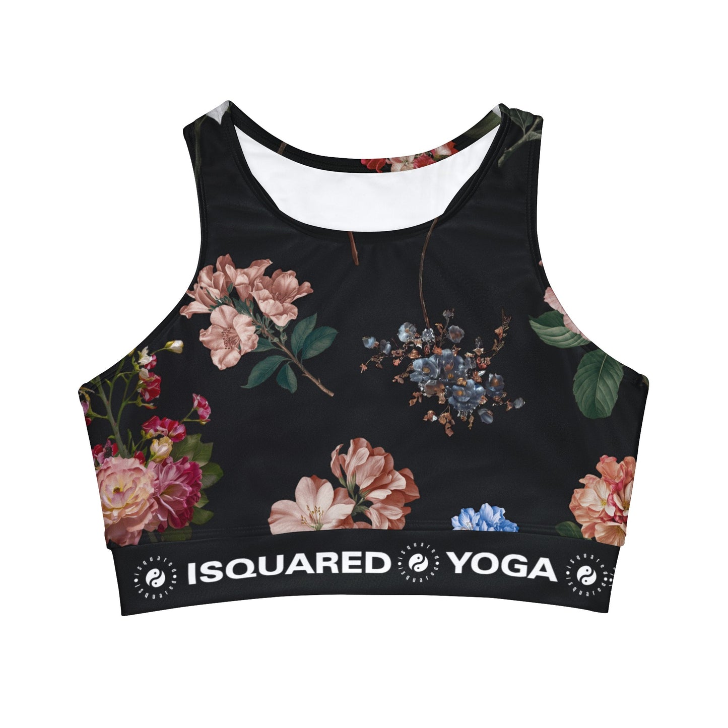 Botanicals on Black - High Neck Crop Top