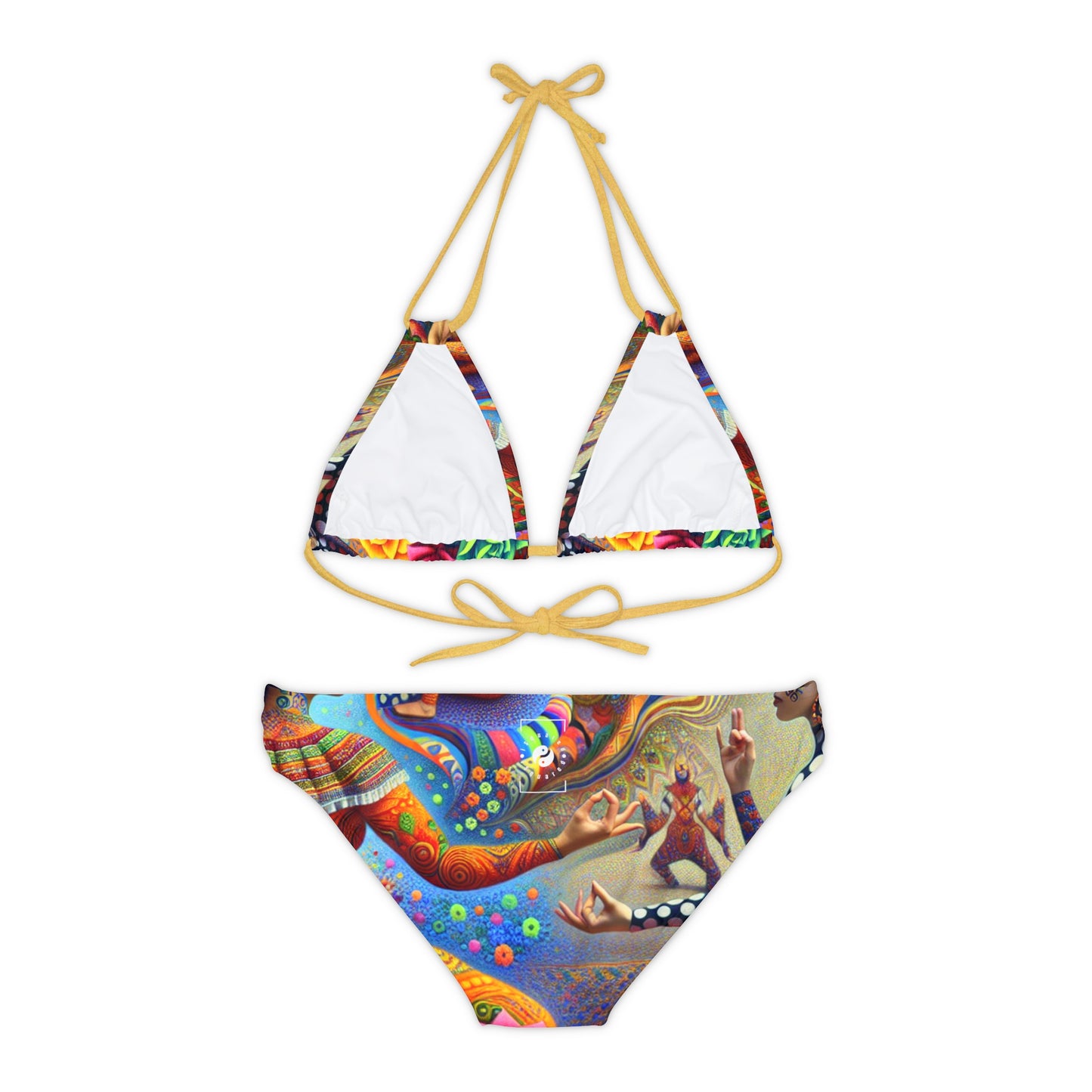 "Kahlo-Kusama Blossom Asanas: A Surreal Yoga Symphony" - Lace-up Bikini Set