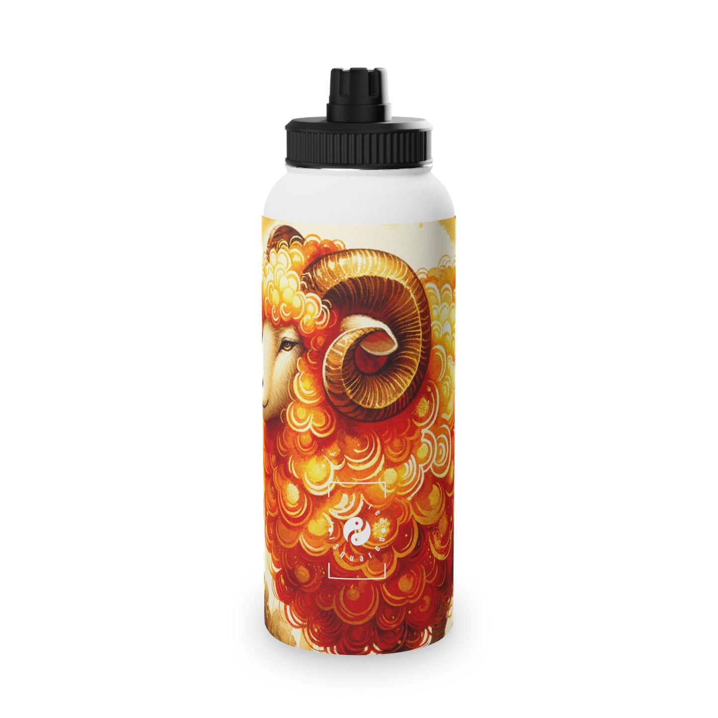 "Auspicious Gold of Divine Ewe: A Lunar New Year Revelry" - Sports Water Bottle